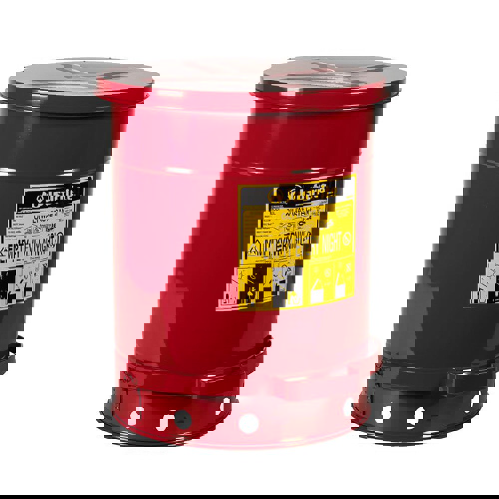 Oily Waste Cans & Receptacles; Capacity: 10.000 ; Material: Steel ; Color: Red; Red ; Opening Style: Foot Operated ; Overall Height: 18.25in ; Overall Diameter: 13.938in